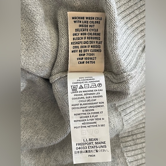 L.L. Bean Gray and Blue Cotton/Cashmere Turtleneck Sweater - Picture 5 of 5